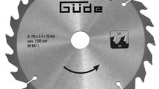 Disc pentru fierastrau circular, taiere lemn Guede 58172, O190x20 mm, 24 dinti