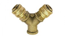 Distribuitor aer comprimat cu 2 capete de cuplare Ludecke DWS38ES, 3 8  , O9 mm