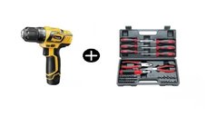 Masina de gaurit si insurubat Wert 1312 cu acumulator Li-Ion de 12 V, 1.3 Ah + Trusa combinata Wert 2245