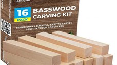 Set de blocuri din lemn pentru sculptura BeaverCraft BW16, 16 piese