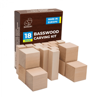 Set de blocuri din lemn pentru sculptura BeaverCraft BW18, 18 piese - 1