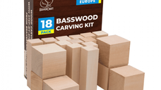 Set de blocuri din lemn pentru sculptura BeaverCraft BW18, 18 piese