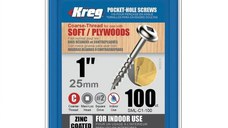 Set suruburi autofiletante cu cap patrat Kreg SML-C1-100, 25 mm, 100 bucati