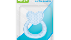 Adora jucarie pentru dentitie din silicon, forma de inima bleu, 1 bucata