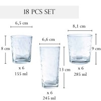 Set 18 pahare 155 ml, 245 ml, 285 ml, Transparent - 1