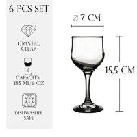 Set 6 pahare de vin din sticla de 185 ml, Cesiro - 1