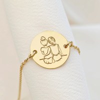 Bratara 2 surori / prietene cu lantisor - Argint 925 placat cu Aur 18 K - 1