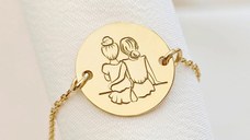 Bratara 2 surori / prietene cu lantisor - Argint 925 placat cu Aur 18 K