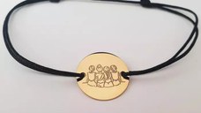 Bratara 4 surori / prietene - Argint 925 placat cu Aur 18k, snur reglabil