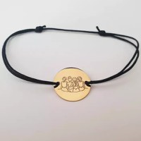 Bratara 4 surori / prietene - Argint 925 placat cu Aur 18k, snur reglabil - 1
