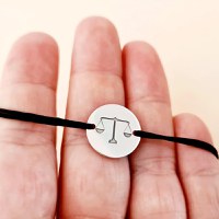 Bratara Balanta gravata - Argint 925, snur negru reglabil - 1