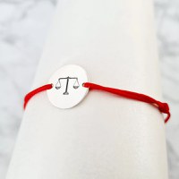 Bratara Balanta gravata - Argint 925, snur rosu reglabil - 1