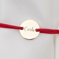 Bratara banut 10 mm - Gravat cu nume/data/mesaj/simbol - Aur Galben 9K - snur reglabil - 1