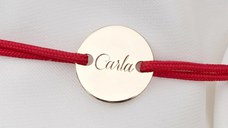 Bratara banut 10 mm - Gravat cu nume/data/mesaj/simbol - Aur Galben 9K - snur reglabil