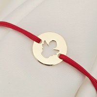 Bratara banut 10 mm - Ingeras decupat - Aur Galben 14K - snur reglabil - 1