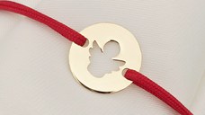 Bratara banut 10 mm - Ingeras decupat - Aur Galben 14K - snur reglabil