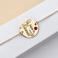 Bratara banut 15 mm - Inima ta creste generatii - Argint 925 placat cu Aur Galben 18K si Cristal Swarovski - 1