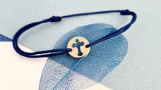 Bratara banut - Cruce decupata - Aur Galben 9K - snur reglabil