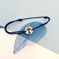 Bratara banut - Cruce decupata - Aur Galben 9K - snur reglabil - 1