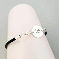 Bratara banut cu mesaj - Te iubim tati - Argint 925, piele impletita - 1