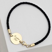 Bratara banut cu mesaj - Te iubim tati - Argint 925 placat cu Aur Galben 18K, piele impletita - 1