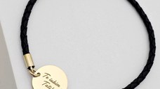 Bratara banut cu mesaj - Te iubim tati - Argint 925 placat cu Aur Galben 18K, piele impletita