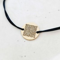 Bratara banut personalizata cu QR code - Argint 925 placat cu Aur Galben 18K si snur reglabil, diverse culori - 1