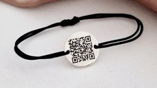 Bratara banut personalizata cu QR code - Argint 925 - snur reglabil divers colorat