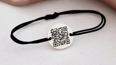 Bratara banut personalizata cu QR code - Argint 925 - snur reglabil divers colorat