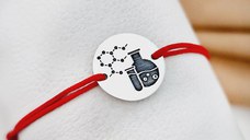 Bratara banut personalizata - simbol Chimie - Argint 925, snur reglabil diverse culori