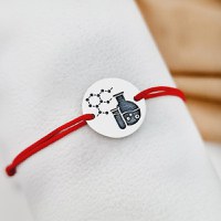 Bratara banut personalizata - simbol Chimie - Argint 925, snur reglabil diverse culori - 1