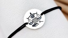 Bratara banut personalizata - simbol Justitie - Argint 925, snur reglabil diverse culori