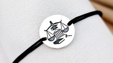 Bratara banut personalizata - simbol Justitie - Argint 925, snur reglabil diverse culori