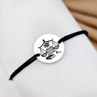 Bratara banut personalizata - simbol Justitie - Argint 925, snur reglabil diverse culori - 1