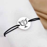 Bratara banut personalizata - simbol Psihologie medicala - Argint 925, snur reglabil diverse culori - 1