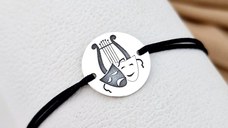 Bratara banut personalizata - simbol Teatru - Argint 925, snur reglabil diverse culori