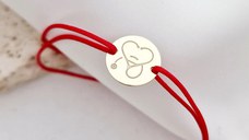 Bratara banut - Stetoscop sub forma unei inimi - Aur Galben 14K - snur reglabil