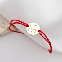 Bratara banut - Stetoscop sub forma unei inimi - Aur Galben 14K - snur reglabil - 1