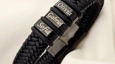 Bratara barbateasca Titan Core - Piele impletita groasa & Elemente personalizate - Otel Inoxidabil 316L