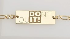 Bratara Barbati Personalizata - Placuta cu Mesaj Don't Quit - Argint 925 Placat cu Aur Galben 18K