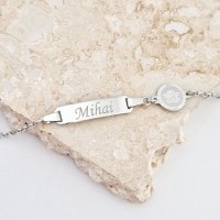 Bratara bebe - Placuta cu nume - Simbol ingeras si lantisor - Argint 925 Rodiat - 1