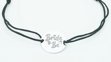 Bratara Bride to Be din argint 925, cu snur negru reglabil