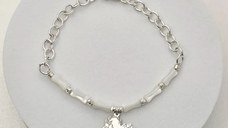Bratara Buchet din Inima - Personalizat cu Initiala – Perle Bambus si Bilute – Argint 925