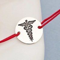 Bratara Caduceus - Argint 925 - Snur reglabil, diverse culori - 1