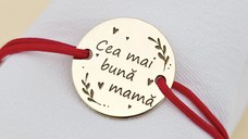 Bratara Cea mai buna mama - Argint 925 placat cu Aur Galben 18K, snur rosu
