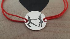 Bratara Chic Bijoux Dans de cuplu Latino din argint 925, cu snur rosu reglabil