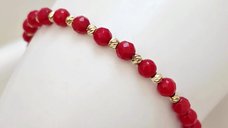 Bratara Chic Bijoux din Coral si Aur 14K - Snur Elastic