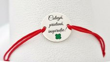 Bratara colega, prietena, inspiratie - Argint 925 si email verde - Snur reglabil