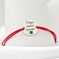 Bratara colega, prietena, inspiratie - Argint 925 si email verde - Snur reglabil - 1