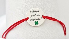 Bratara colega, prietena, inspiratie - Argint 925 si email verde - Snur reglabil